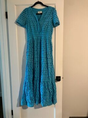 Anthropologie somerset maxi Turquoise Eyelet Maxi Dress